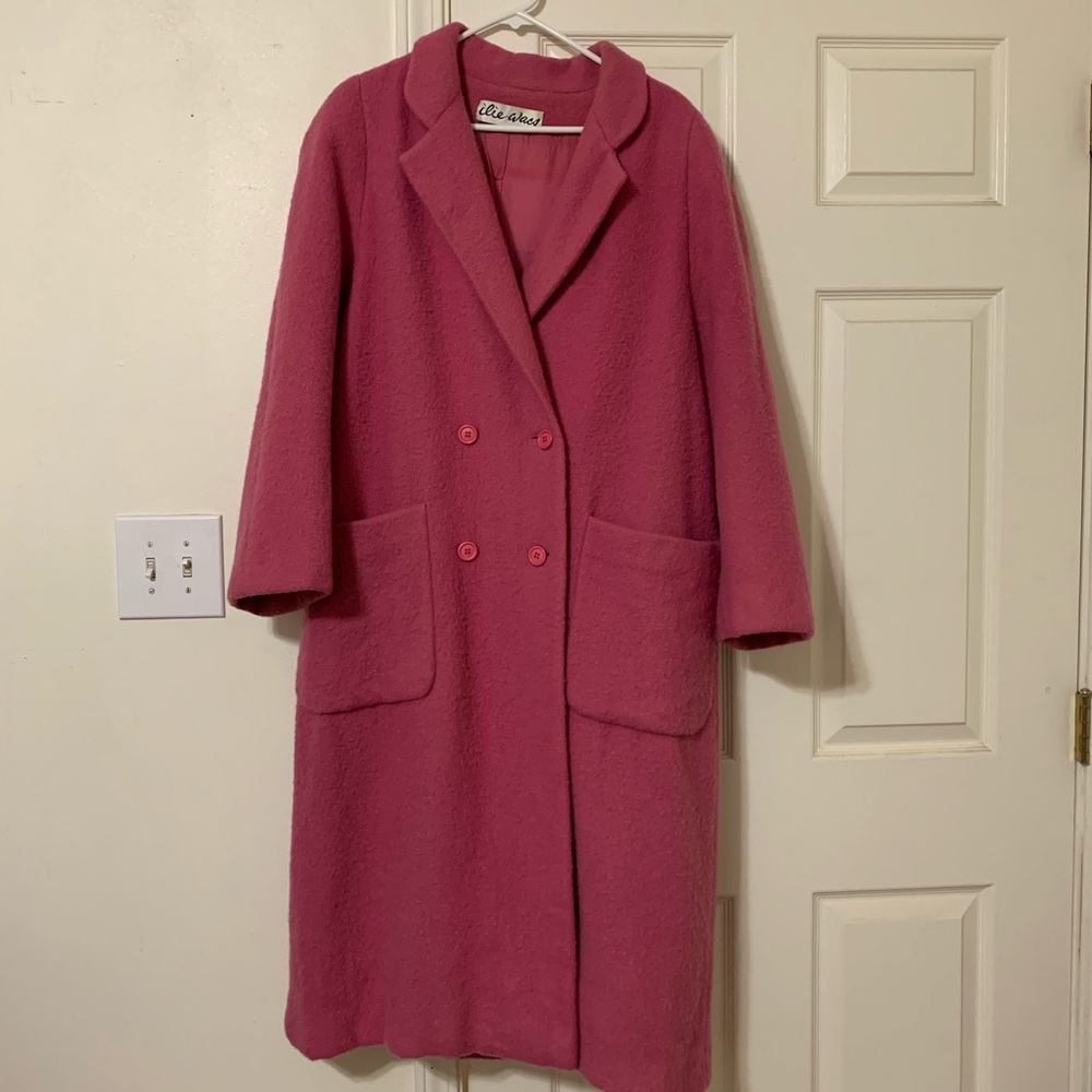 Vintage full length pink wool button coat